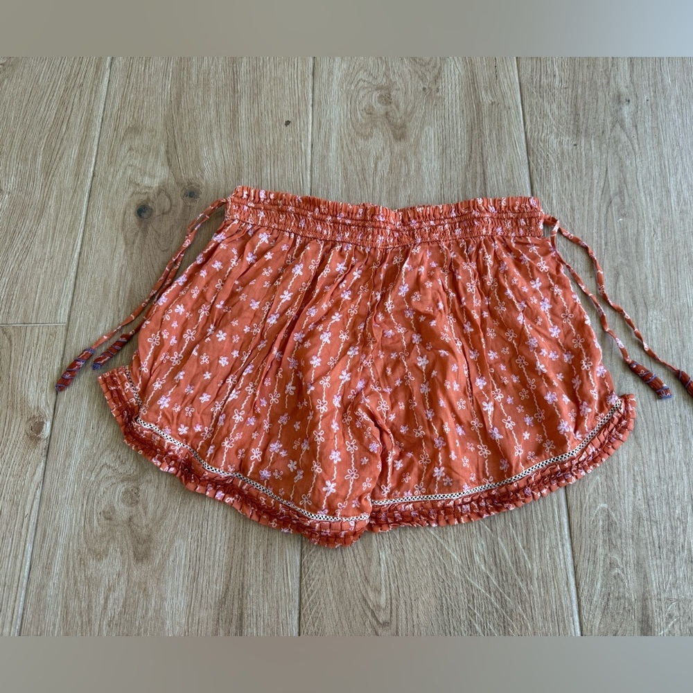 NWT Poupette St. Barth Alicia Boxer Shorts in Orange Purple Flower Stripes - Picture 4 of 4